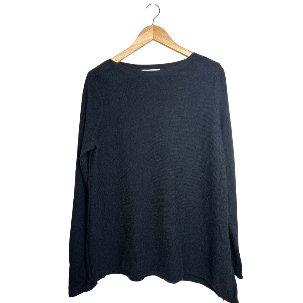 Cashmere Super Soft Women's Black Asymmetrical Cashmere Sweater‎ Size XL Luxury